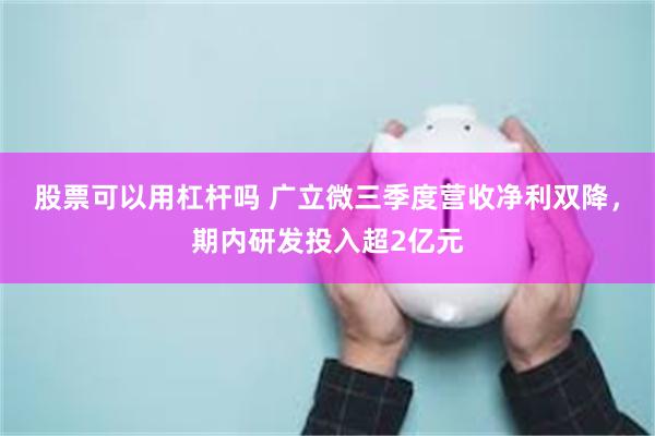 股票可以用杠杆吗 广立微三季度营收净利双降，期内研发投入超2亿元